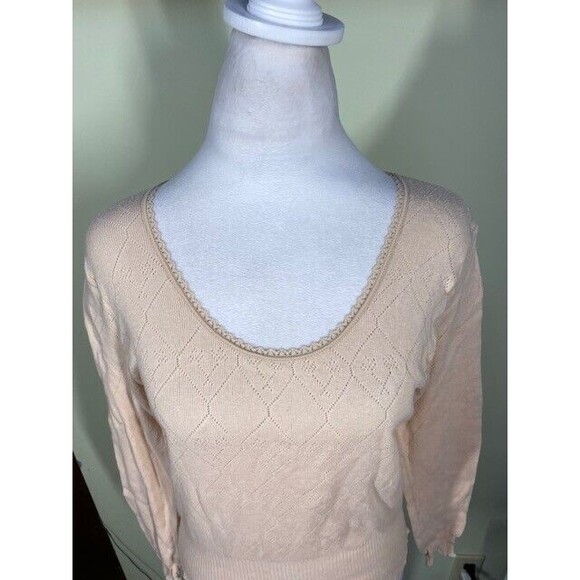 Winconia Juniors Sz X/LGE Peach 100% Combed Cotton Lightweight Sweater Preppy - Picture 2 of 8